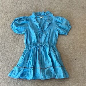 Roller Rabbit Blue Ruffle Collar Dress - Size M